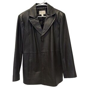 Vintage 90's Worthington Women's Leather Jacket Blazer Large Black